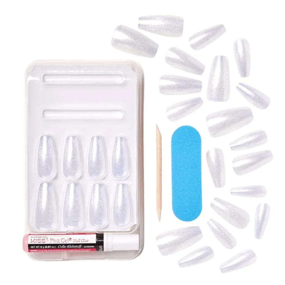 Kiss Gel Fantasy Long Length Nails in Pearly White
